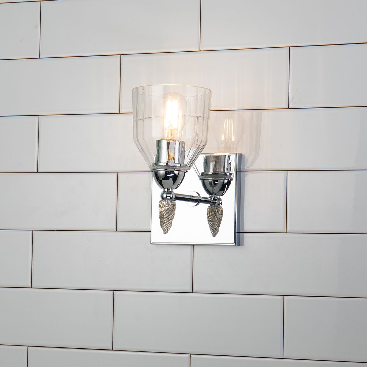 Lucas & McKearn Felice 1-Light Polished Chrome Wall Light With Acorn-Shaped Silver Accents