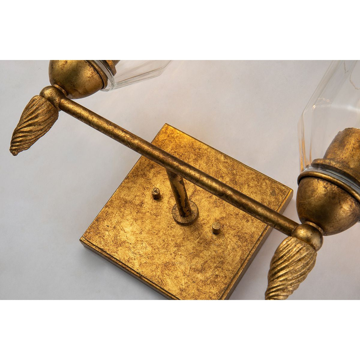 Lucas & McKearn Felice 2-Light Gold Wall Light With Acorn-Shaped Gold Accents