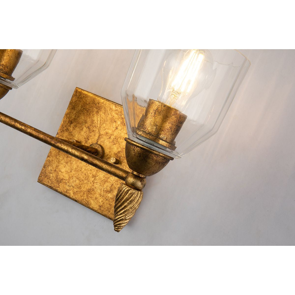 Lucas & McKearn Felice 2-Light Gold Wall Light With Acorn-Shaped Gold Accents