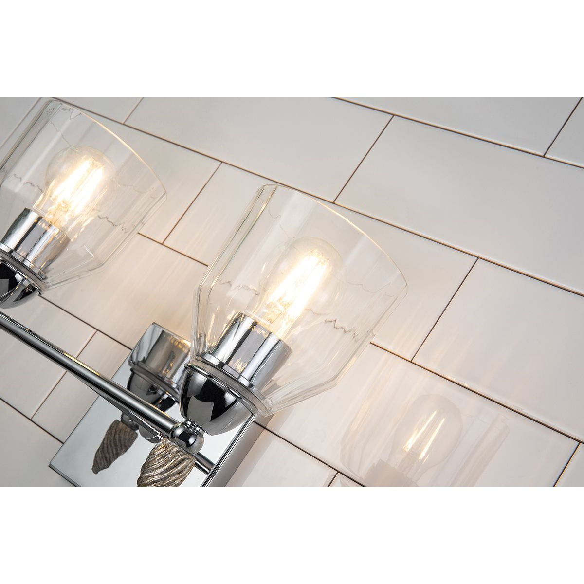 Lucas & McKearn Felice 2-Light Polished Chrome Wall Light With Acorn-Shaped Silver Accents