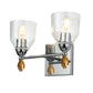 Lucas & McKearn Felice 2-Light Polished Chrome Wall Light With Flame-Shaped Gold Accents
