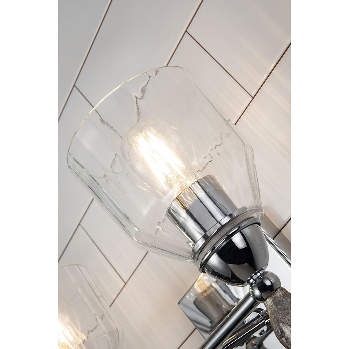 Lucas & McKearn Felice 2-Light Polished Chrome Wall Light With Flame-Shaped Silver Accents
