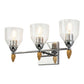 Lucas & McKearn Felice 3-Light Polished Chrome Wall Light With Acorn-Shaped Gold Accents