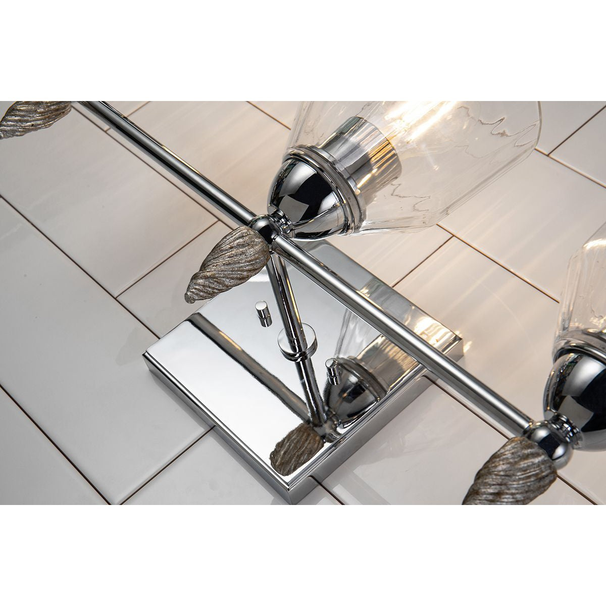 Lucas & McKearn Felice 3-Light Polished Chrome Wall Light With Acorn-Shaped Silver Accents