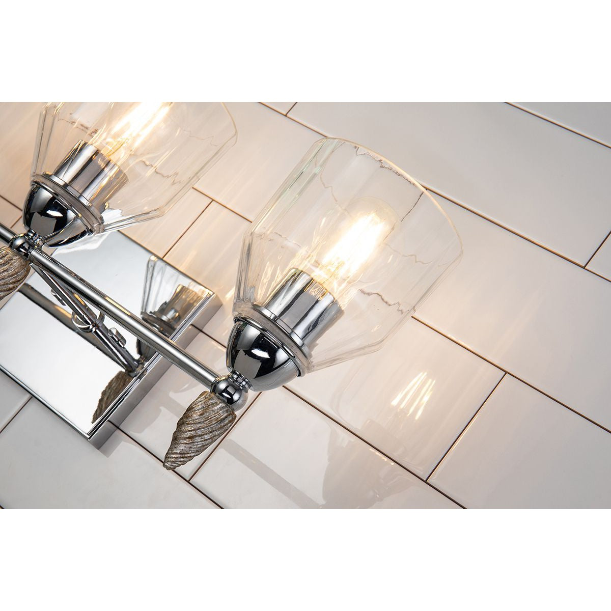 Lucas & McKearn Felice 3-Light Polished Chrome Wall Light With Acorn-Shaped Silver Accents