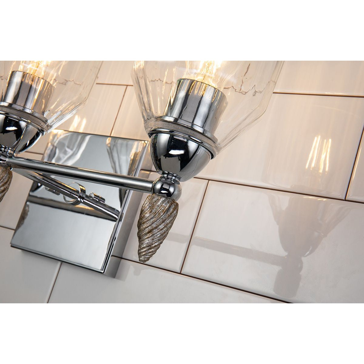 Lucas & McKearn Felice 3-Light Polished Chrome Wall Light With Acorn-Shaped Silver Accents