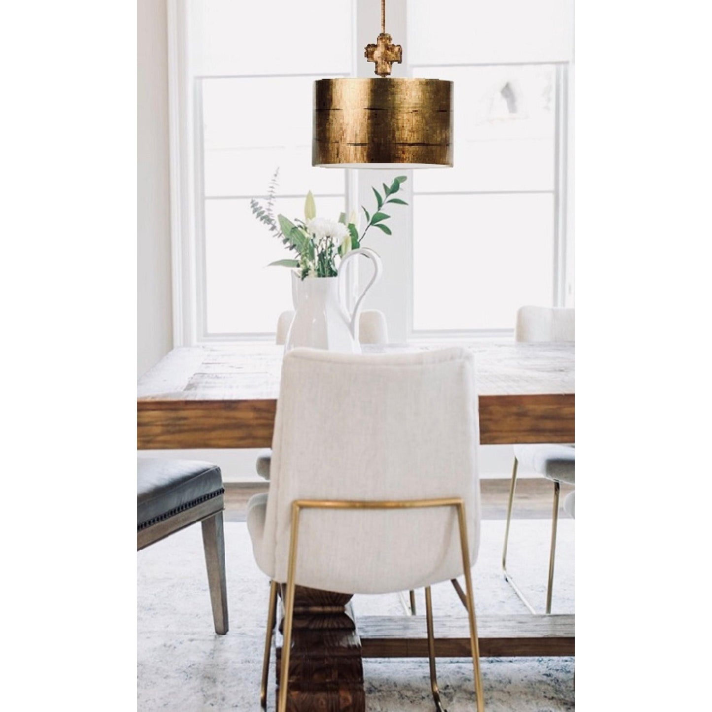 Lucas & McKearn Fragment 1-Light Gold Large Pendant With Drum Shade