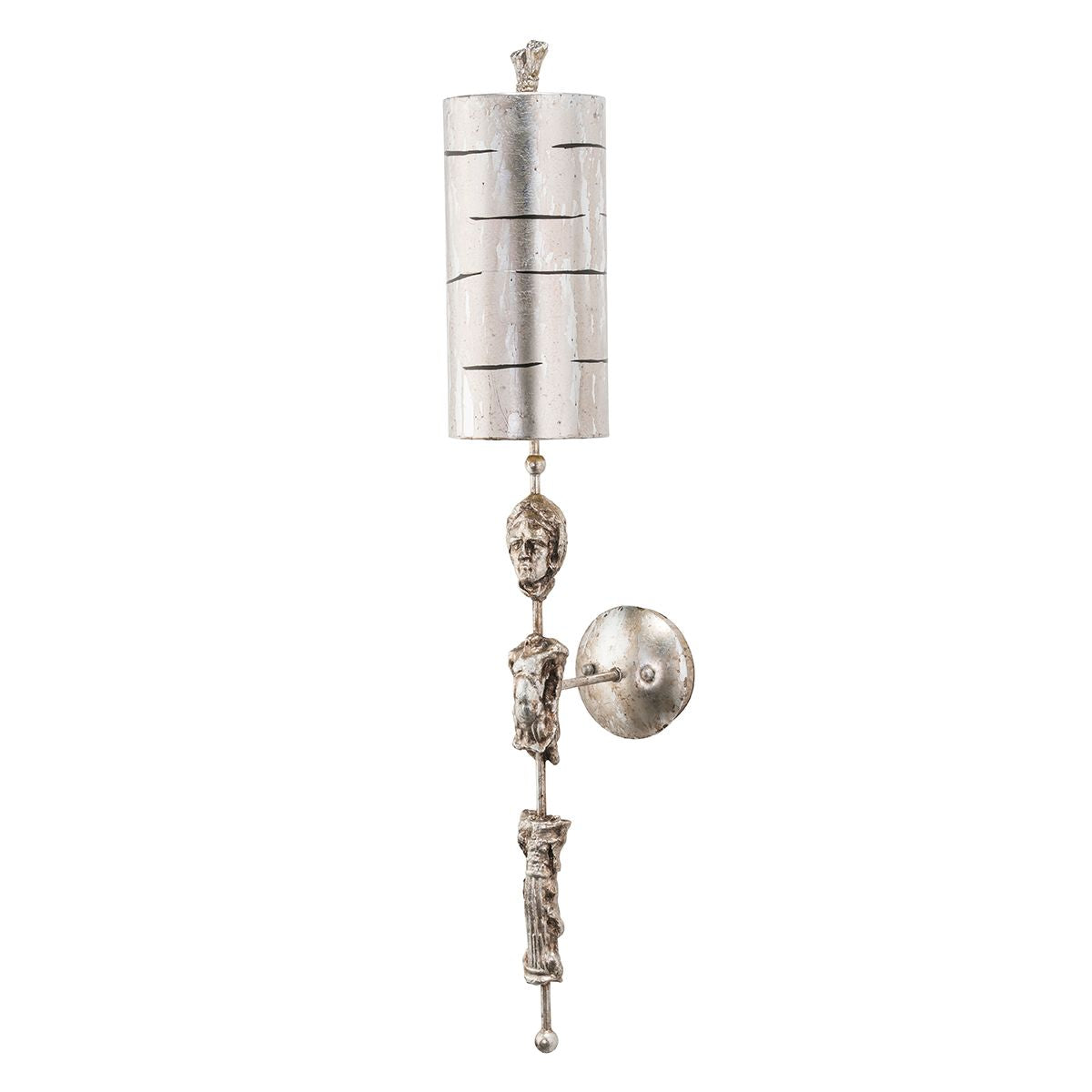 Lucas & McKearn Fragment 1-Light Silver Wall Light With Cylindrical Shade