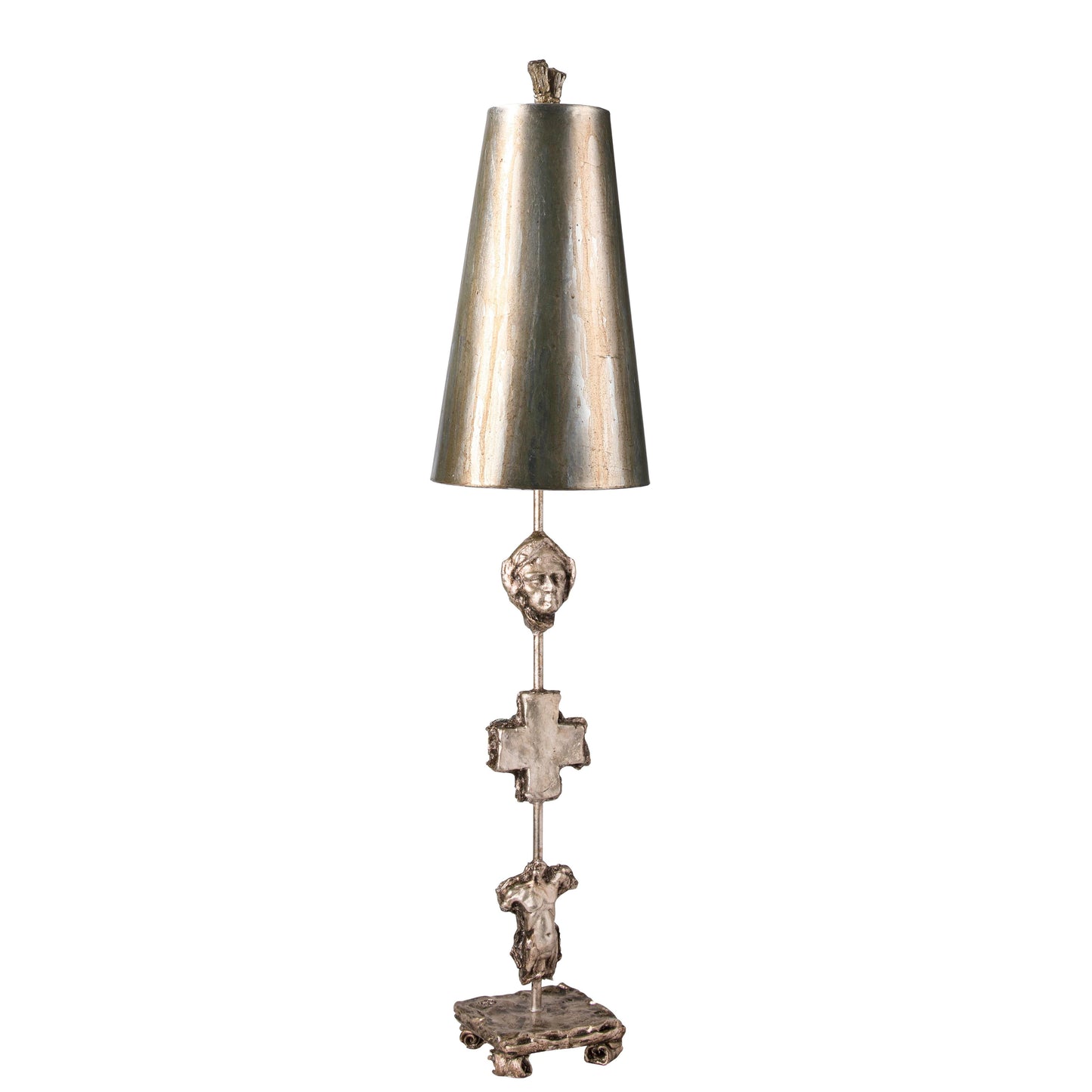 Lucas & McKearn Fragment 40" Silver Buffet Table Lamp With Coned-Shaped Shade