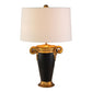 Lucas & McKearn Gallier 25" Distressed Gold and Black Table Lamp With Drum-Shaped Shade