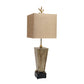 Lucas & McKearn Grenouille 31" Brass Buffet Table Lamp With Silk Square Shade and Gold Finial