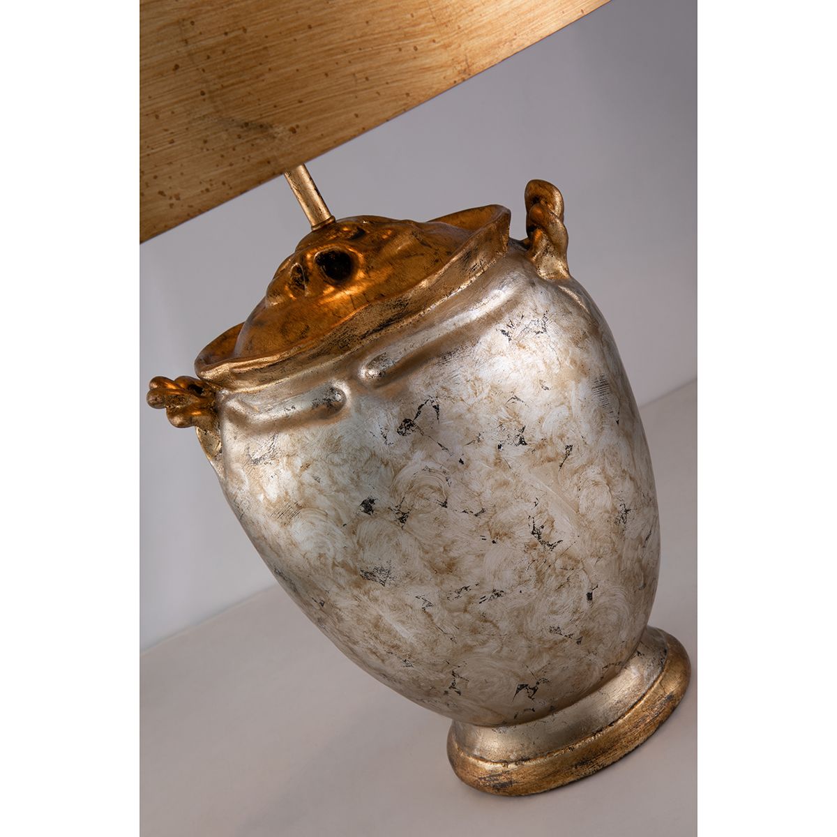Lucas & McKearn Jackson 24" Gold and Silver Table Lamp With Drum-Shaped Metallic Shade