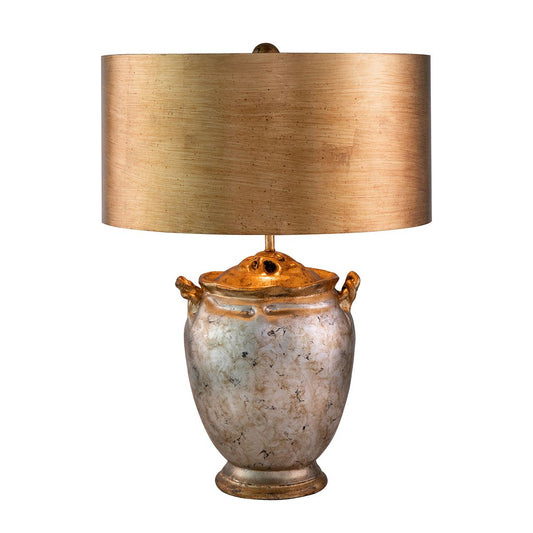 Lucas & McKearn Jackson 24" Gold and Silver Table Lamp With Drum-Shaped Metallic Shade