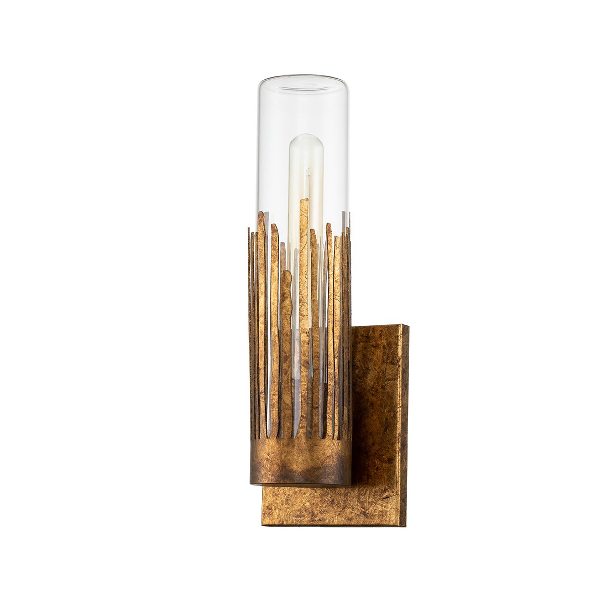 Lucas & McKearn Julia 1-Light Gold Leaf Wall Sconce With Glass Candle Cover