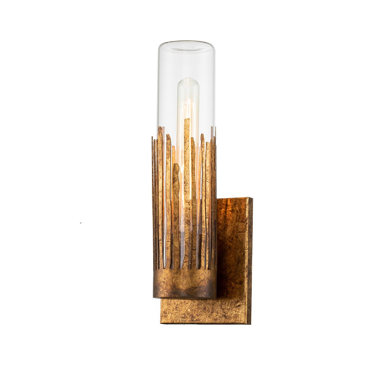 Lucas & McKearn Julia 1-Light Gold Leaf Wall Sconce With Glass Candle Cover