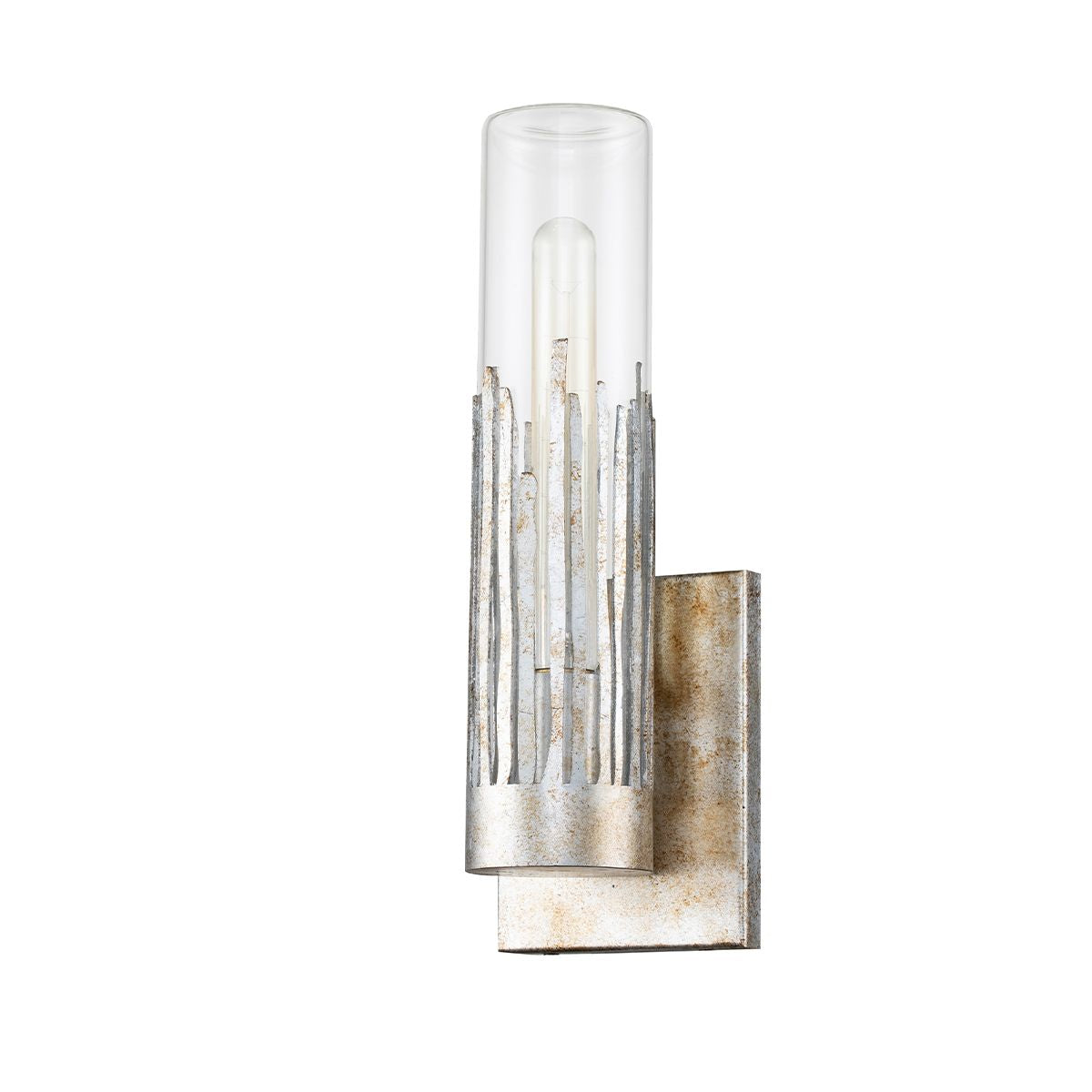 Lucas & McKearn Julia 1-Light Silver Leaf Wall Sconce With Glass Candle Cover