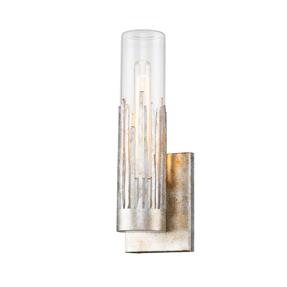 Lucas & McKearn Julia 1-Light Silver Leaf Wall Sconce With Glass Candle Cover