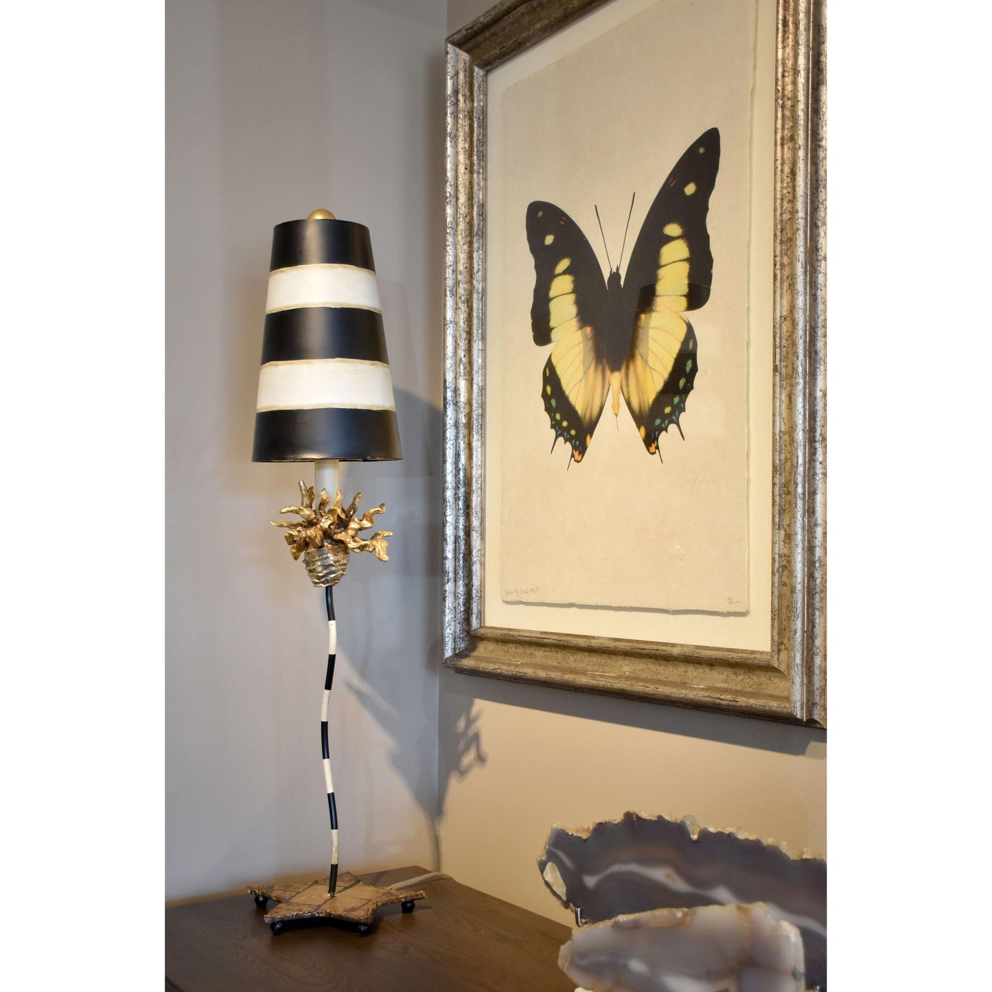 Lucas & McKearn La Fleur 40" Black & Taupe Buffet Table Lamp With Coned-Shaped Shade