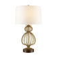 Lucas & McKearn Lafitte 28" Gold Buffet Table Lamp With White Fabric Drum Shade and Steel Aged Gold Base