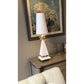 Lucas & McKearn Leda 32" Cream Patina Table Lamp With Cone-Shaped Shade and Gold Leaf Elements