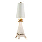 Lucas & McKearn Leda 32" Cream Patina Table Lamp With Cone-Shaped Shade and Gold Leaf Elements