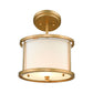 Lucas & McKearn Lemuria 1-Light Distressed Gold Pendant With Drum-Shaped Shade