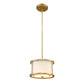 Lucas & McKearn Lemuria 1-Light Distressed Gold Pendant With Drum-Shaped Shade