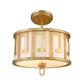 Lucas & McKearn Lemuria 2-Light Distressed Gold Pendant With Drum-Shaped Shade