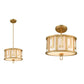 Lucas & McKearn Lemuria 2-Light Distressed Gold Pendant With Drum-Shaped Shade