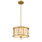 Lucas & McKearn Lemuria 2-Light Distressed Gold Pendant With Drum-Shaped Shade