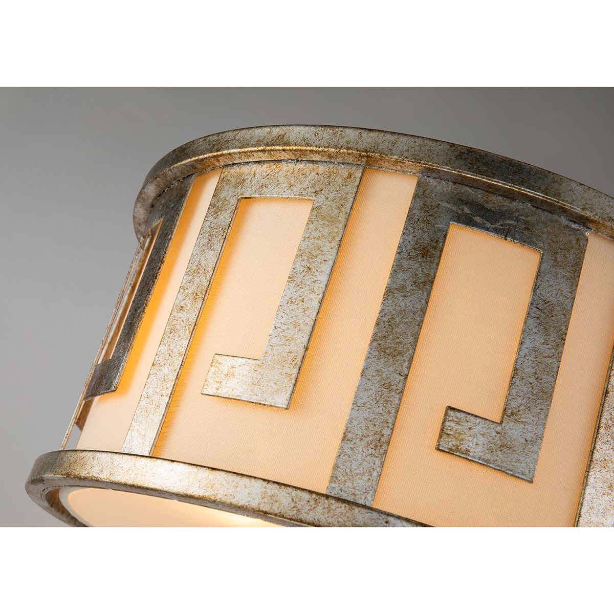 Lucas & McKearn Lemuria 2-Light Distressed Silver Pendant With Drum-Shaped Shade