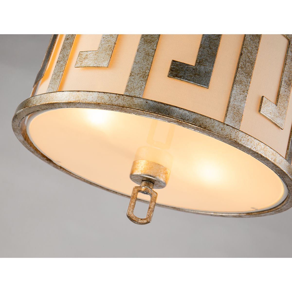 Lucas & McKearn Lemuria 2-Light Distressed Silver Pendant With Drum-Shaped Shade