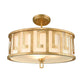 Lucas & McKearn Lemuria 3-Light Distressed Gold Pendant With Drum-Shaped Shade