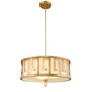 Lucas & McKearn Lemuria 3-Light Distressed Gold Pendant With Drum-Shaped Shade