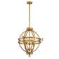 Lucas & McKearn Lemuria 3-Light Distressed Gold Pendant With Rustic Globe Shape Shade
