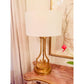 Lucas & McKearn Lemuria 32" Distressed Gold Buffet Table Lamp With White Drum-Shaped Shade