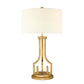 Lucas & McKearn Lemuria 32" Distressed Gold Buffet Table Lamp With White Drum-Shaped Shade