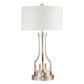 Lucas & McKearn Lemuria 32" Distressed Silver Buffet Table Lamp With White Drum-Shaped Shade