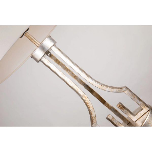 Lucas & McKearn Lemuria 32" Distressed Silver Buffet Table Lamp With White Drum-Shaped Shade