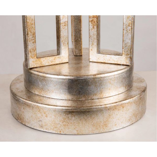 Lucas & McKearn Lemuria 32" Distressed Silver Buffet Table Lamp With White Drum-Shaped Shade