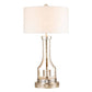 Lucas & McKearn Lemuria 32" Distressed Silver Buffet Table Lamp With White Drum-Shaped Shade