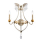 Lucas & McKearn Louis 2-Light Silver Wall Light With Gold Bobeches and Classic Beads Wrought Iron Frame