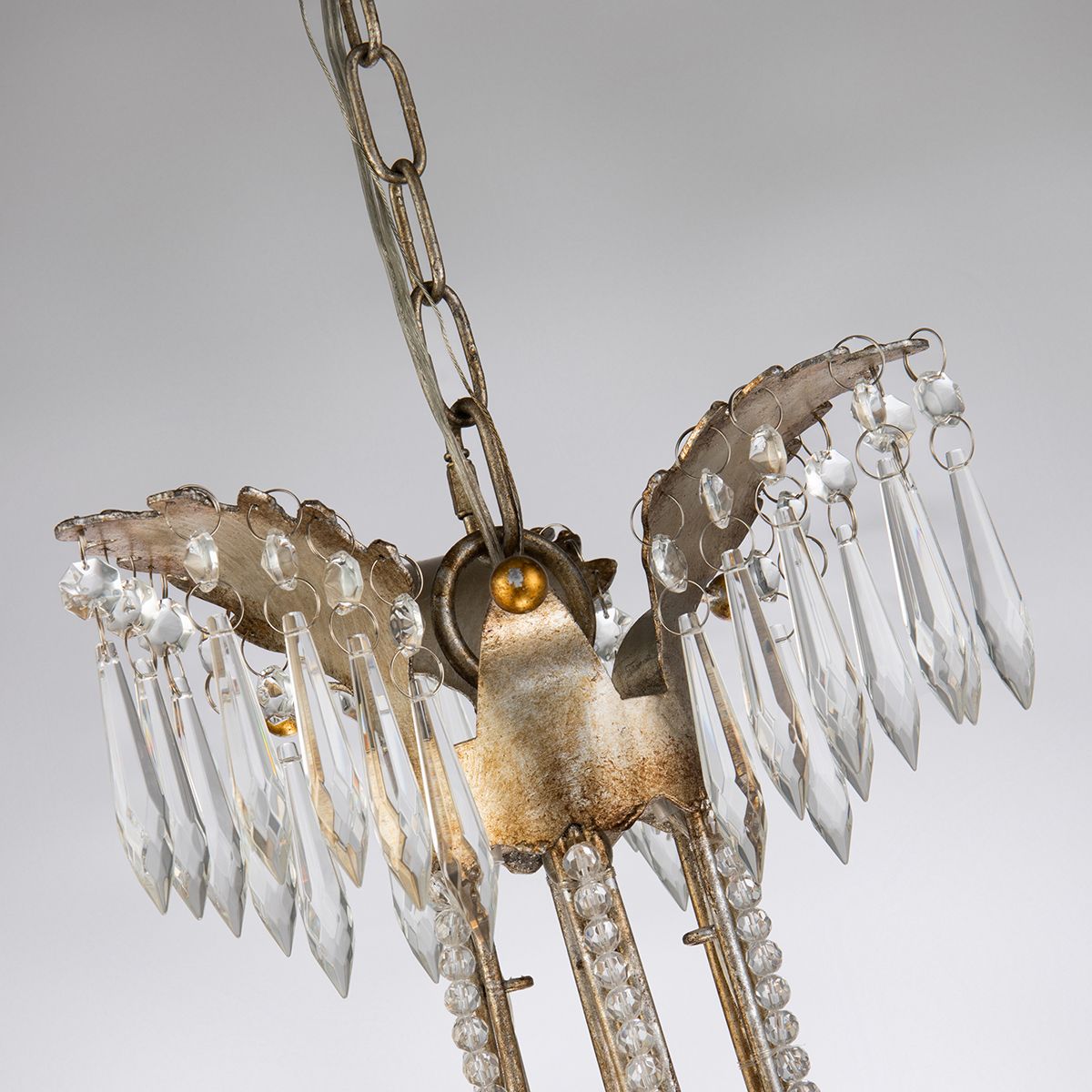 Lucas & McKearn Louis 3-Light Distressed Gold & Silver Chandelier