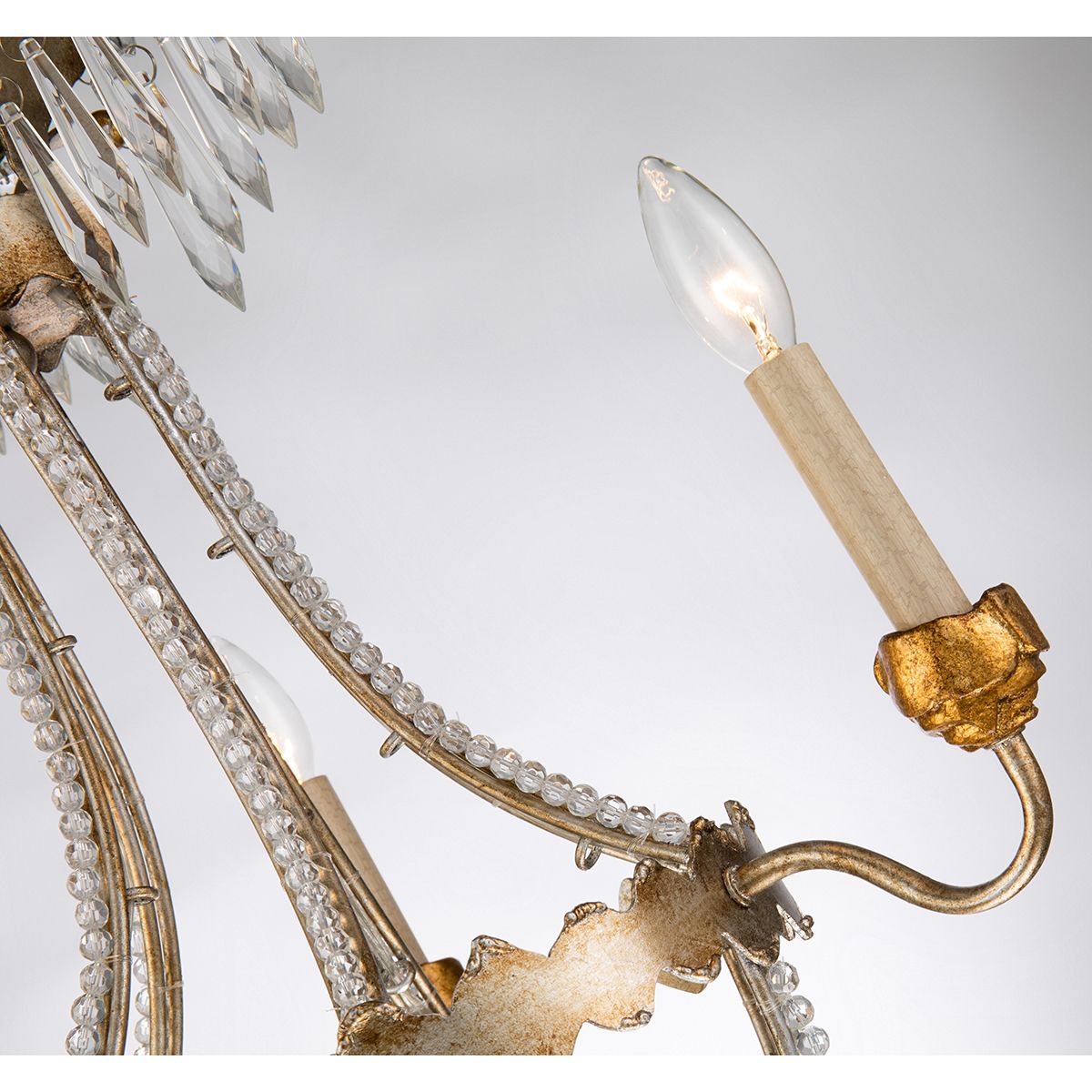 Lucas & McKearn Louis 3-Light Distressed Gold & Silver Chandelier