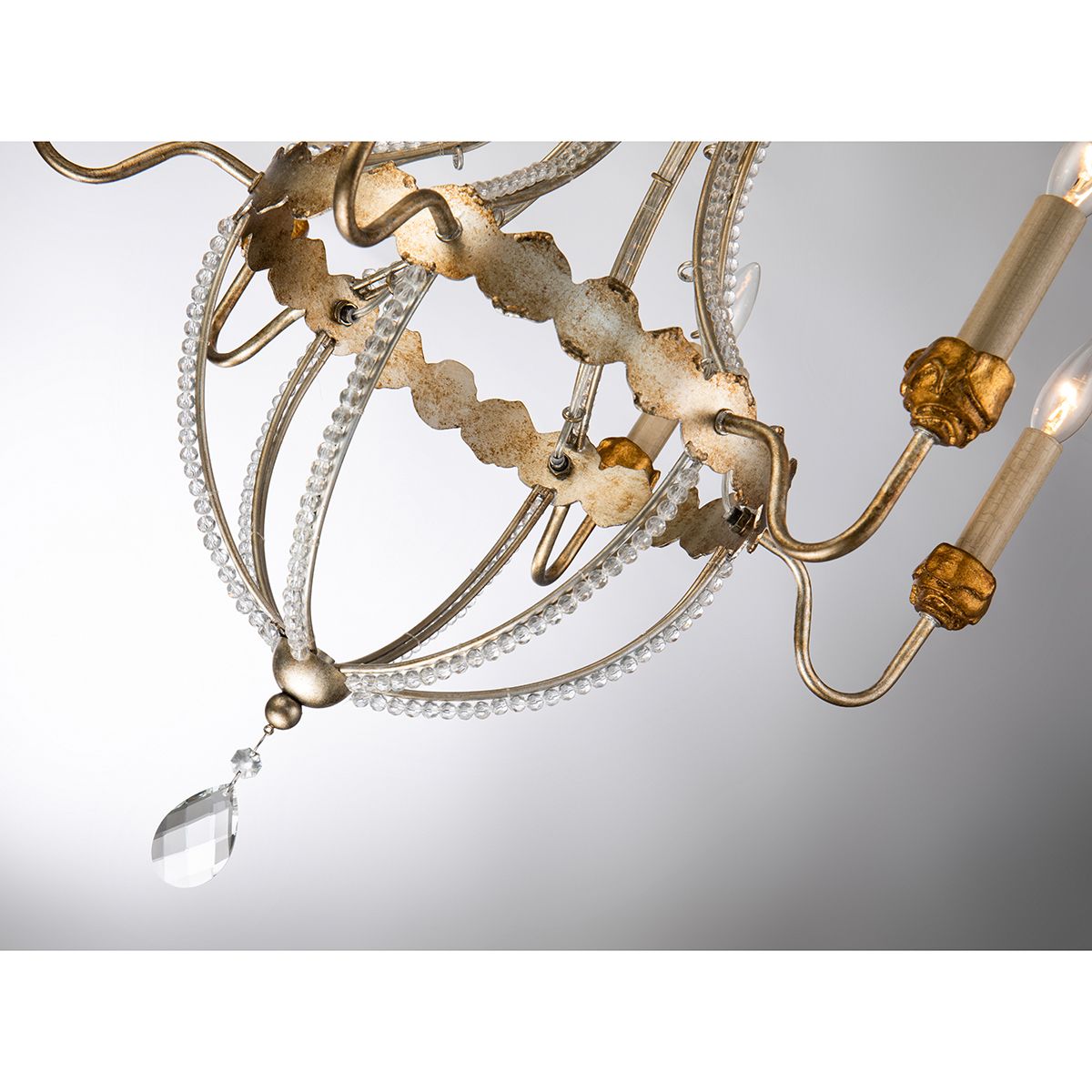 Lucas & McKearn Louis 6-Light Distressed Gold & Silver Chandelier