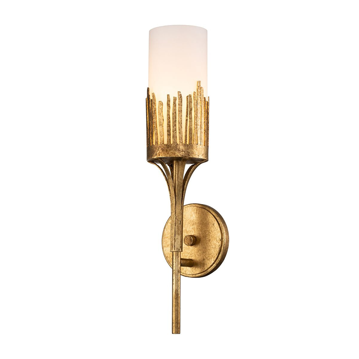 Lucas & McKearn Manor 1-Light Gold Leaf Wall Sconce With Opal Glass Candle Cover