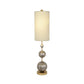 Lucas & McKearn Marie 34" Gold and Silver Leaf Buffet Table Lamp With Cylinder Fabric Shade and Silver Spheres