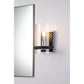 Lucas & McKearn Mazant 1-Light Black & Polished Chrome Wall Light With Half Drum-Shaped Clear Glass Shade