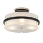 Lucas & McKearn Mazant 17" Black And Polished Chrome Flush Mount Lighting With Frosted Glass Half-Drum Shade