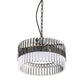Lucas & McKearn Metro 6-Light Dark Chrome Small Pendant With Drum-Shaped Clear Glass Shade